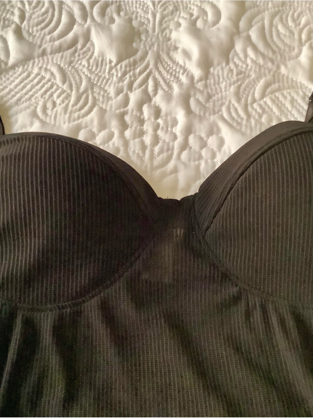 Bozzolo Black Ribbed Tank Bodysuit with Built-In Support - Picture 3 of 4